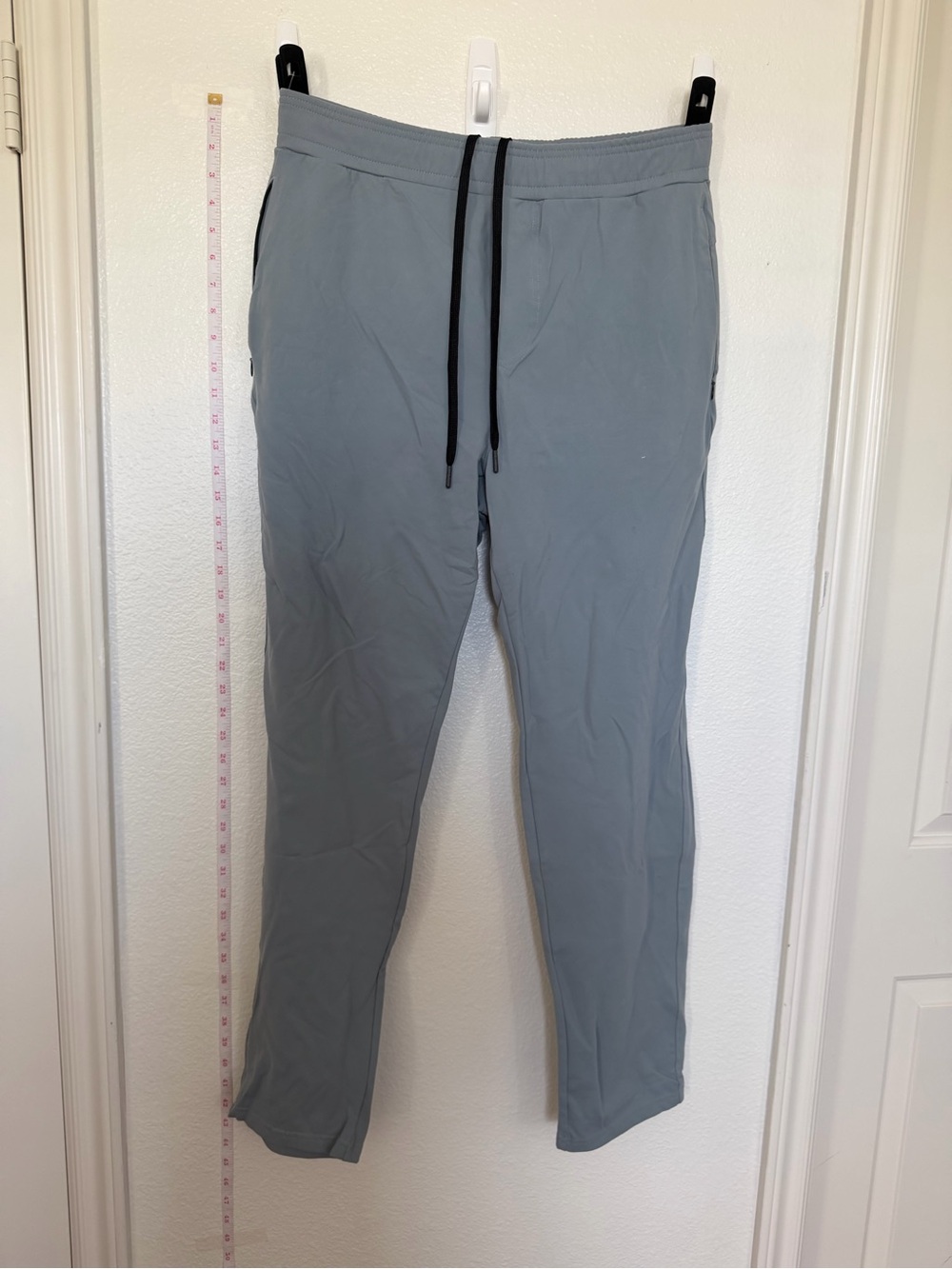 Light Gray Men's Jogger Pants with Black Drawstring